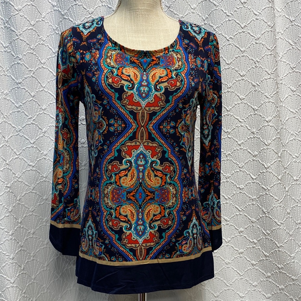 New‎ Directions size small Multicolor Paisley Blouse soft stretchy comfy dressy